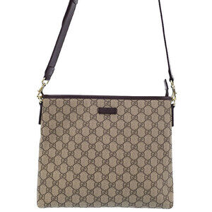 Gucci GG Plus Monogram Flat Messenger Crossbody Bag Brown